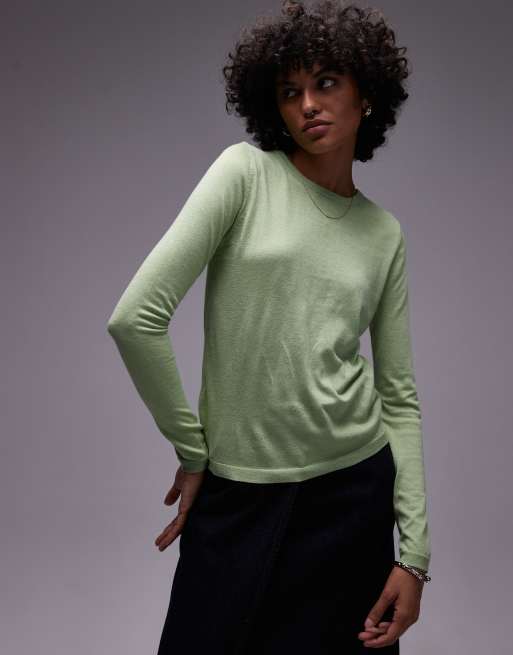 Mango Pull classique en maille Vert clair