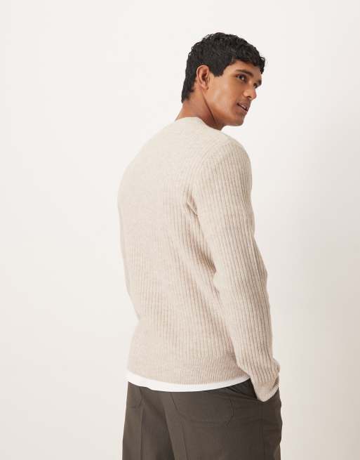 Mango - Pull classique et décontracté en maille côtelée - Écru, 3 de 5