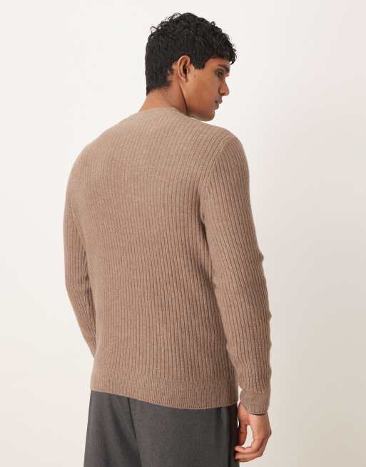 Mango - Pull classique et décontracté en maille côtelée - Latte, 3 de 5