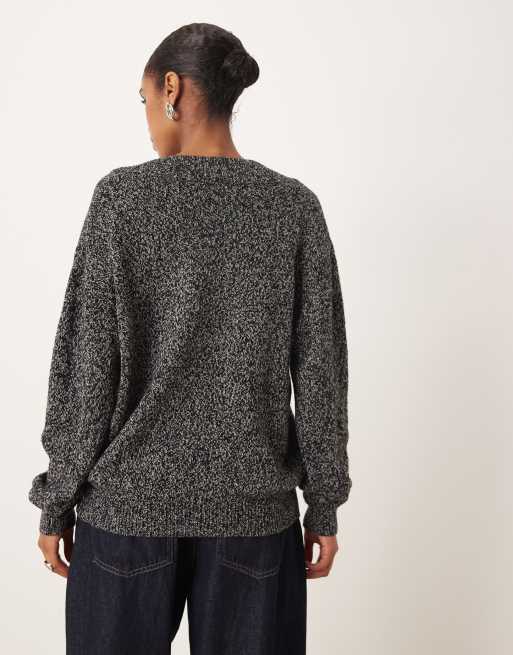 Mango - Pull col en V - Poivre et sel, 3 de 4