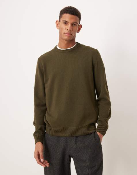 Mango - Pull col rond en maille - Vert foncé - view 1