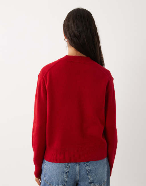 Mango pull col V en maille rouge, 4 de 4