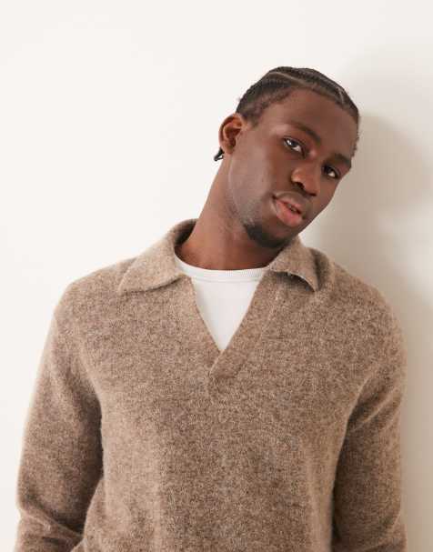 Mango - Pull en laine avec col oversize - Marron clair - view 1