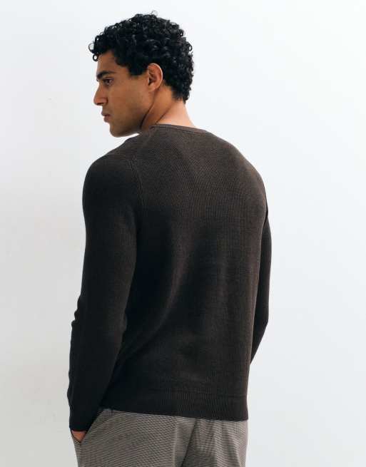 Mango pull en maille 100 % coton marron, 4 de 5