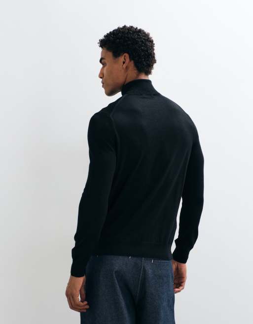 Mango pull en maille à col montant 100 % laine noir, 5 de 5