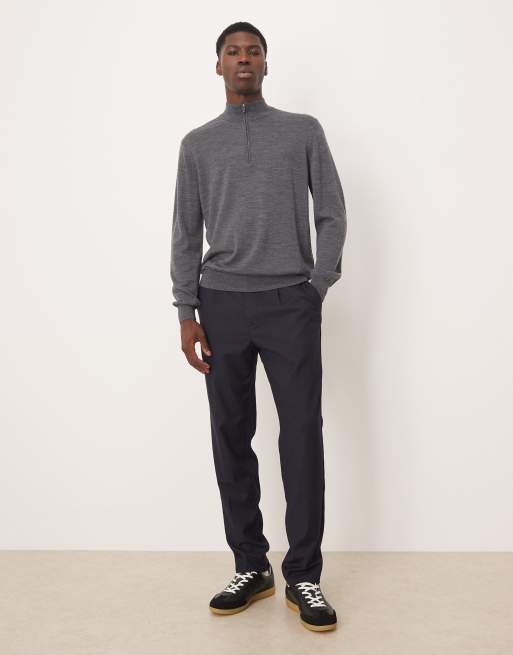 Mango - Pull en maille à col zippé - Gris foncé, 2 de 5