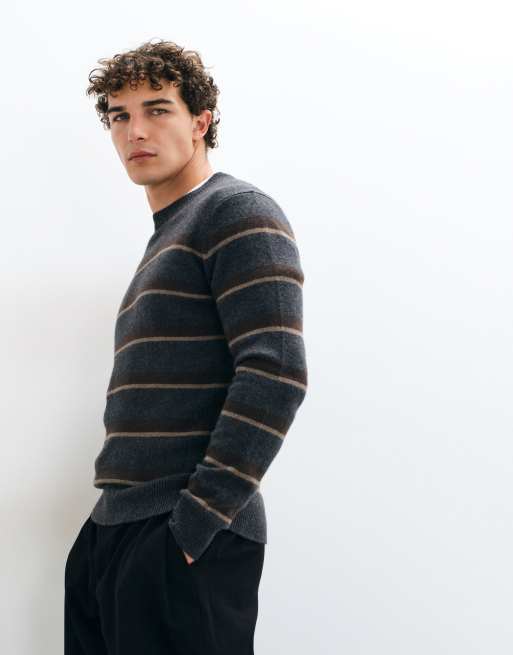 Mango pull en maille à rayures gris foncé, 4 de 9