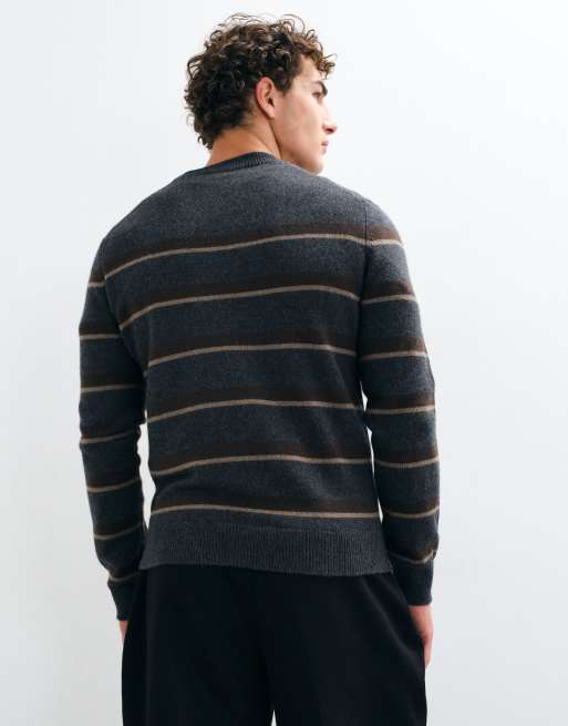 Mango pull en maille à rayures gris foncé, 5 de 9