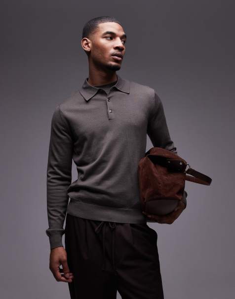 Mango - Pull en maille avec col polo boutonné - Marron clair - view 1