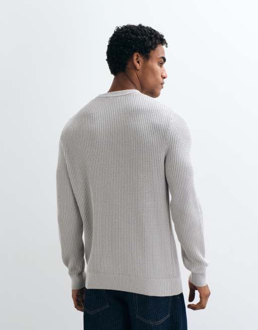 Mango pull en maille chunky gris clair, 5 de 5