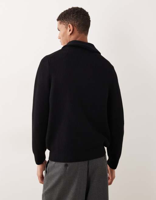 Mango - Pull en maille côtelée épaisse avec col zippé - Noir, 3 de 5