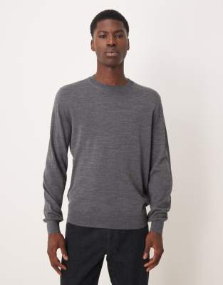 Mango - Pull en maille de laine - Gris foncé