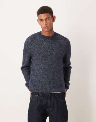 Mango - Pull en maille oversize moucheté - Bleu marine