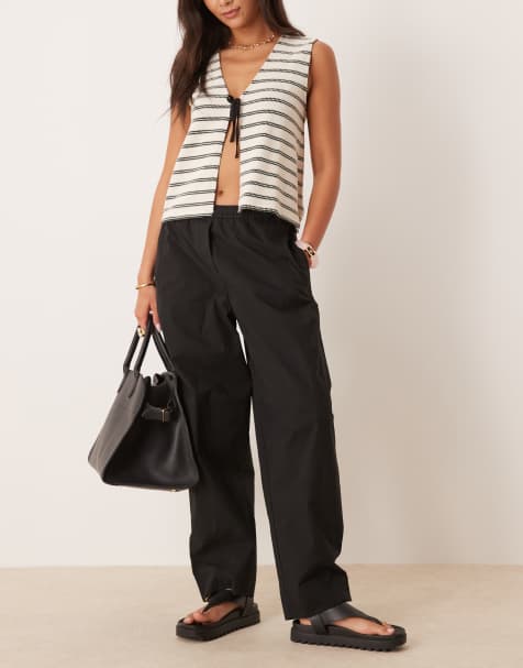 Mango pull on barrel leg trouser in black - view 1