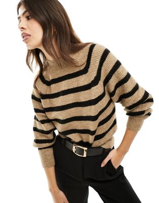 Mango stripe oversized jumper in brown and black - ASOS Price Checker
