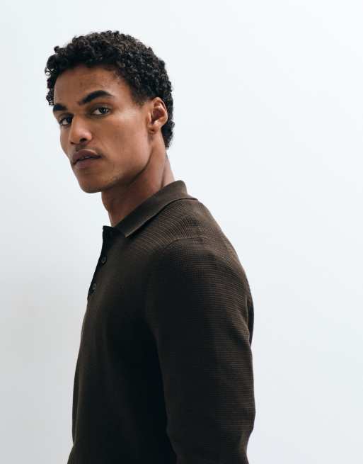 Mango pull polo boutonné marron, 5 de 5