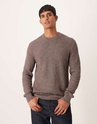 Mango - Pull ras de cou en coton épais - Rouge foncé