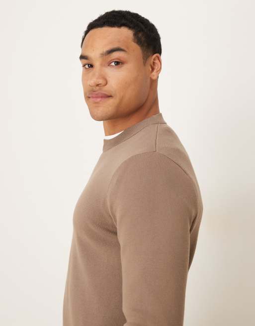 Mango - Pull ras de cou en maille - Marron moyen, 4 de 5