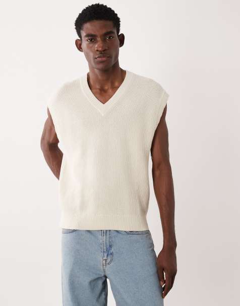 Mango - Pull sans manches décontracté en maille gaufrée - Écru - view 1