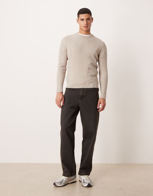 Mango – Pullover aus Baumwollmix in Beige mit Rundhalsausschnitt, 2 von 5
