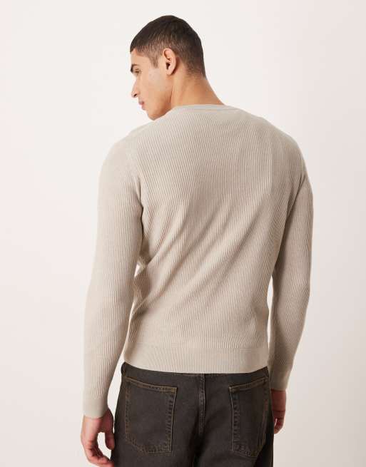 Mango – Pullover aus Baumwollmix in Beige mit Rundhalsausschnitt, 3 von 5