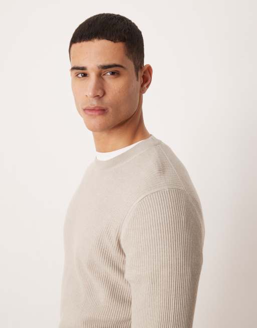 Mango – Pullover aus Baumwollmix in Beige mit Rundhalsausschnitt, 4 von 5