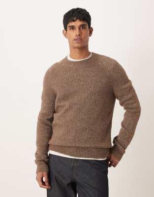 Pullover aus Wollmix in Mokka meliert-Brown Brown L