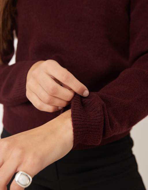 Mango – Pullover in Burgunderrot mit Rundhalsausschnitt, 3 von 4