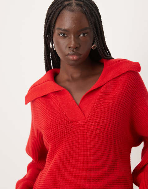 Mango – Pullover in Rot mit Oversize-Kragen - view 1