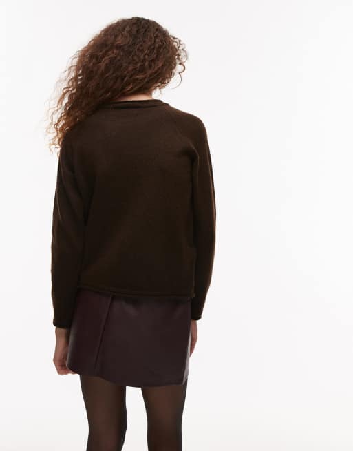 Mango – Pullover in Schokobraun mit Rundhalsausschnitt, 4 von 4