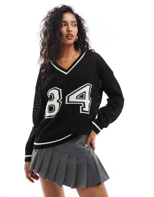 Mango – Pullover in Schwarz mit „84“-Motiv | ASOS