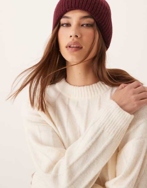 Mango – Pullover in Weiß mit Rundhalsausschnitt und breiter Rippenstruktur - view 1
