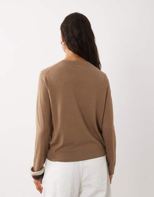 Mango Pullover mit Rundhalsausschnitt in Hellbraun, 4 von 4