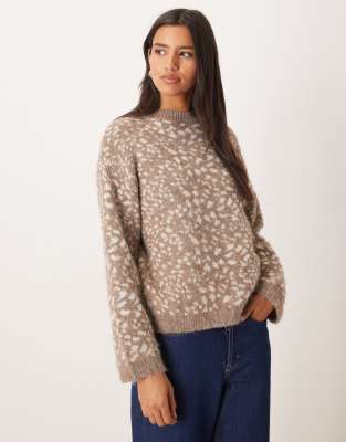 Mango - Pullover mit Rundhalsausschnitt und Rehmuster-Neutral