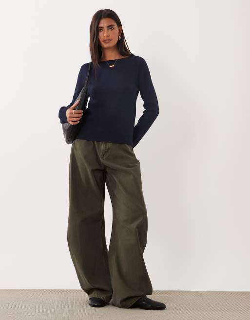 Mango Pullover mit U-Boot-Ausschnitt in Marineblau, 3 von 4
