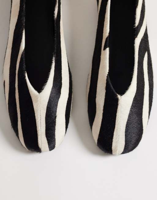 Mango – Pumps aus Leder in Ponyfelloptik mit Zebramuster, 2 von 4
