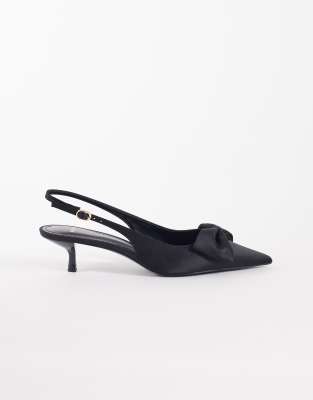 Mango - Pumps in Schwarz mit Kitten-Absatz und Schleifendetail
