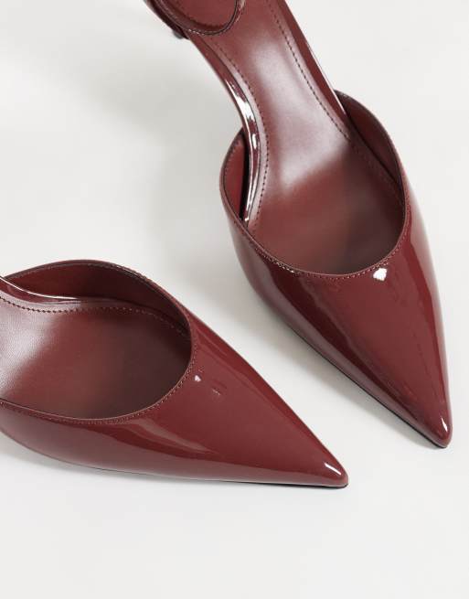 Mango pumps med ankelrem och klack i brunt, 3 av 4