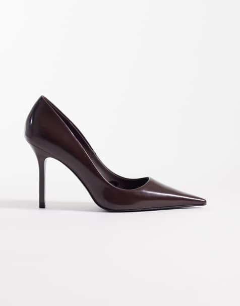 Mango - Puntige pumps in bordeauxrood - view 1