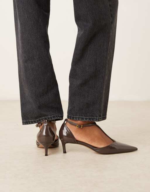 Mango - Puntige schoenen met kitten hakken in chocoladebruin, 3 van 4