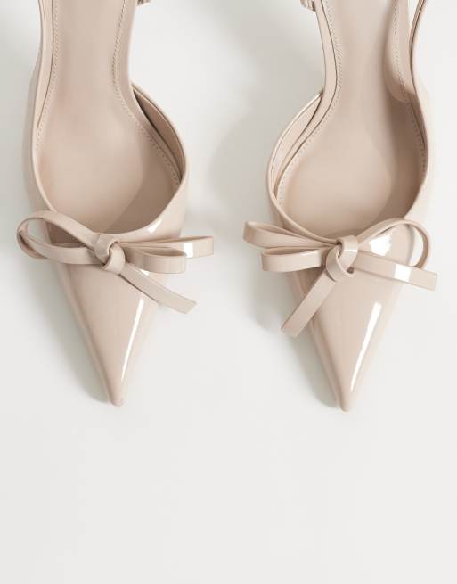 Mango - Puntige slingback schoenen met hak en strikdetail in lichtroze, 2 van 4