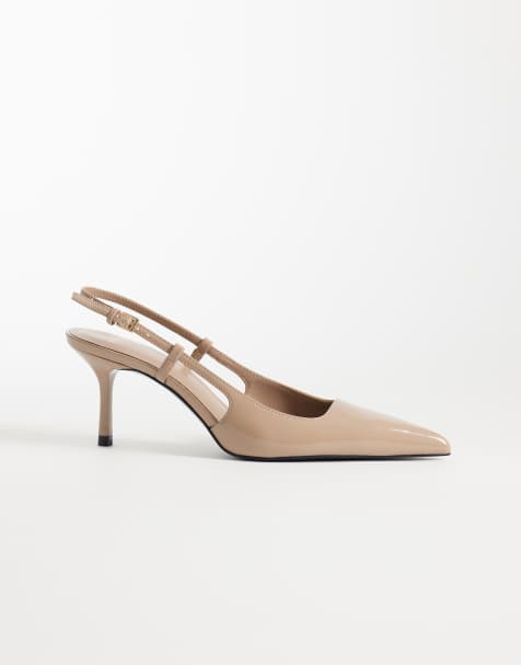 Mango - Puntige slingback schoenen met hak in beige - view 1