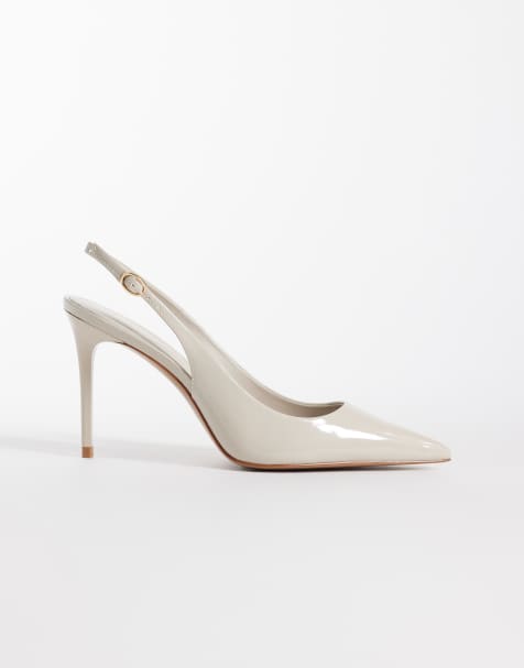 Mango - Puntige slingback schoenen met hak in beige - view 1