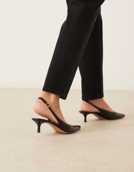 Mango - Puntige slingback schoenen van imitatieleer met hak in zwart , 2 van 4