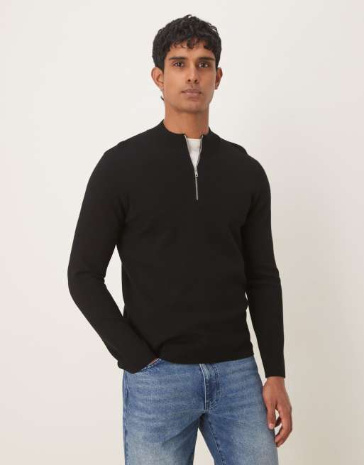 Mango quarter zip in black
