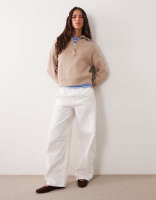Mango Quarter Zip Sweater In Brown