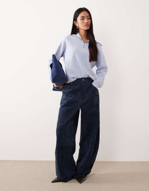 Mango quarter zip sweater in pastel blue | ASOS