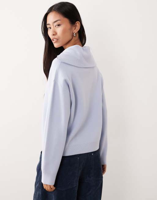Mango quarter zip sweater in pastel blue | ASOS