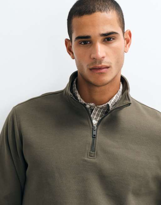 Mango quarter zip sweatshirt in khaki, 2 of 5