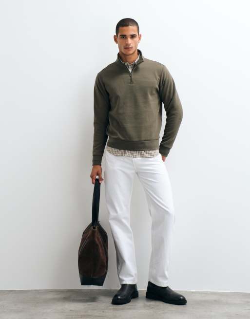 Mango quarter zip sweatshirt in khaki, 3 of 5
